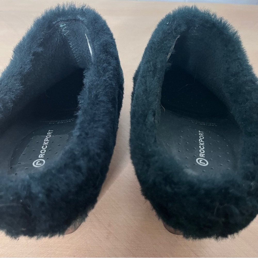 Rockport Forest Green Suede Wooden Clog with Faux Fur Trim Women's - Picture 6 of 11